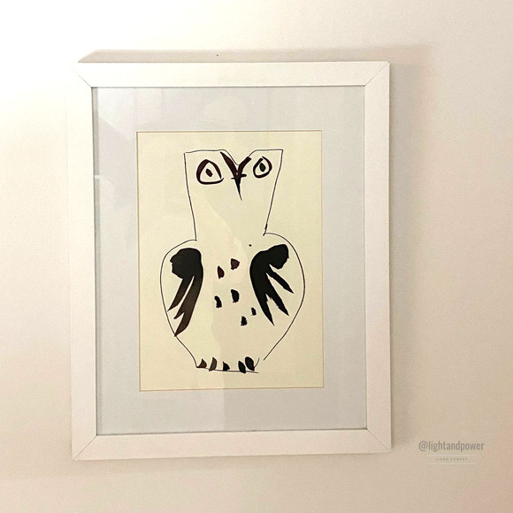 Picasso Other - Owl Line Drawing Framed Screen Print art.com EUC